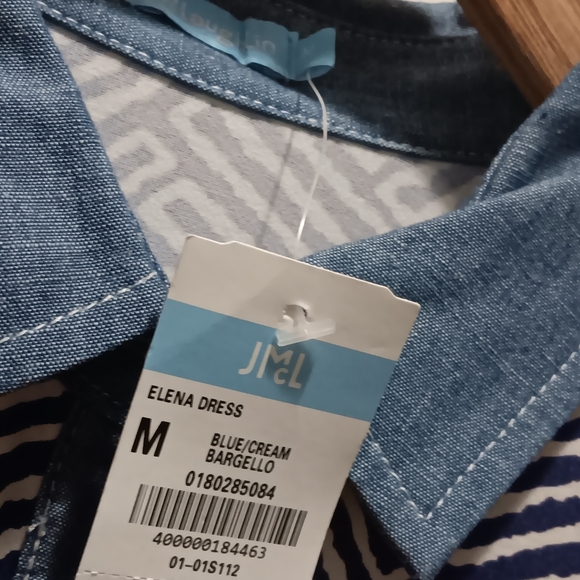 J Mclaughlin Elena Catalina Cloth Shift Dress Womens Sleeve Collared Navy Blue - Picture 3 of 7